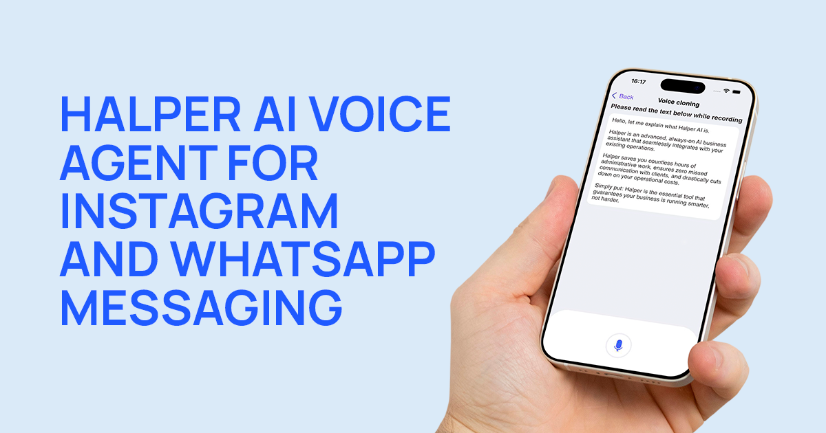 Halper AI Voice Agent for Instagram and WhatsApp Messaging